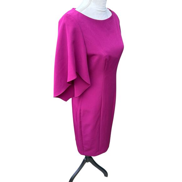 New NWT Milly Mila Cady Butterfly Sleeve Keyhole Knee Length Dress - Berry - 2 - Picture 3 of 11